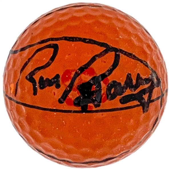 Rick Barry (NBA Hall of Famer) Signed Basketball-Themed Golf Ball (BAS)