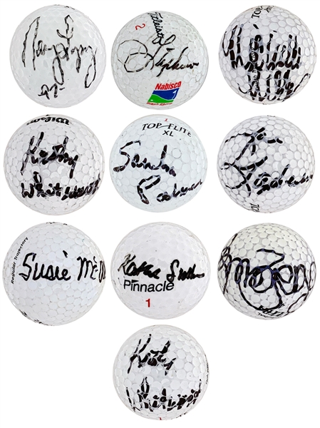 Female Golfer Signed Golf Ball Collection of 10 Incl. Nancy Lopez, Jan Stephenson, and Kathy Whitworth