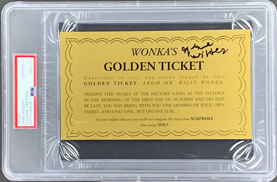 Gene Wilder Signed “Wonkas Golden Ticket” - PSA/DNA GEM MINT 10!