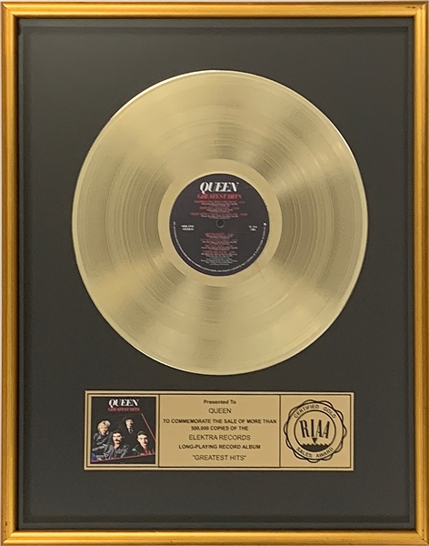 RIAA Gold Record Award for Queen 1981 LP <em>Greatest Hits</em> - Certified in 1981