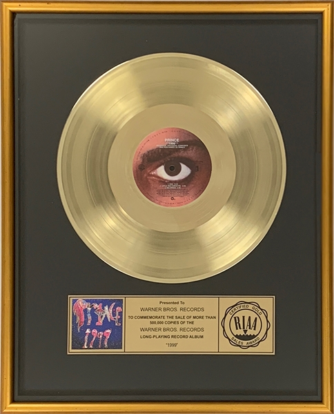 RIAA Gold Record Award for Prince 1982 LP <em>1999</em> - Certified in 1983