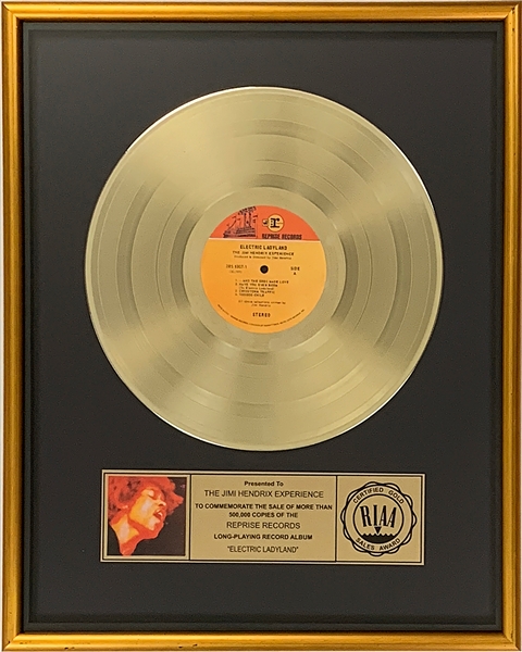 RIAA Gold Record Award for Jimi Hendrix Experience 1968 LP <em>Electric Ladyland</em>