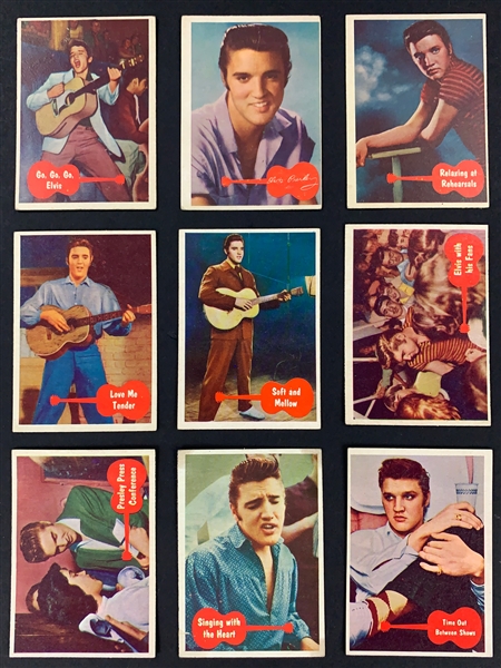 1956 Topps "Elvis Presley" Complete Set of Bubble Gum Cards (66) – Very Clean Higher Grade Set