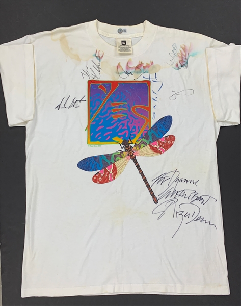 Yes Concert Tour Shirt Signed by the Entire Band – Jon Anderson, Steve Howe, Chris Squire, Alan White, Igor Khoroshev and Artist Roger Dean (BAS)