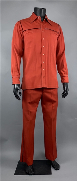 1970s WS “Fluke” Holland Stage-Worn “Nudies” Dusty Red Two-Piece Suit – Worn Performing with Johnny Cash