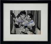 Joe DiMaggio and Frank Shea Signed 8 x 10 News Service Photo in Framed Display "Game 5 of the 1947 World Series" (BAS)