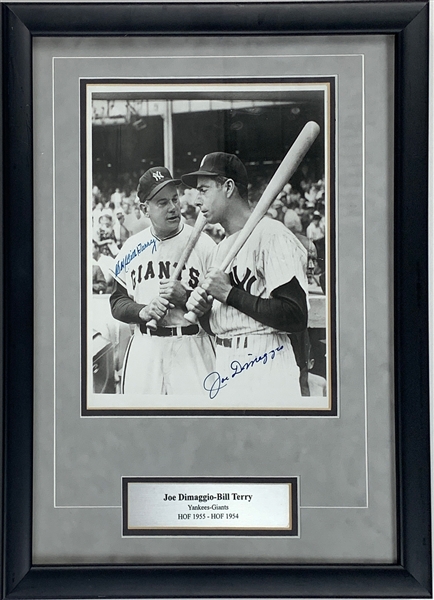 Joe DiMaggio and William Terry Signed 8 x 10 Photo in Framed Display (JSA LOA)