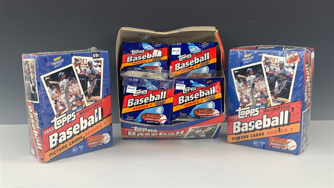 1993 Topps “Series 1” factory Sealed Boxes (2) Plus 22 “Series 1” Unopened 41-Card Packs – Possible Jeter Rookies