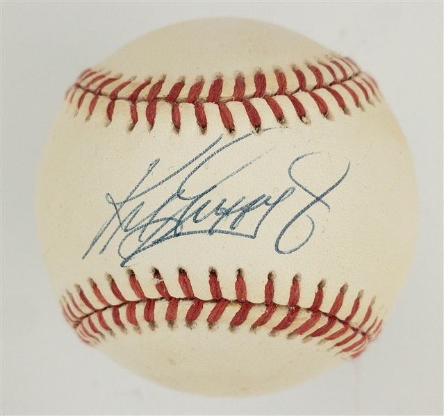 Ken Griffey Jr. Single Signed Baseball (OAL Brown) (BAS)