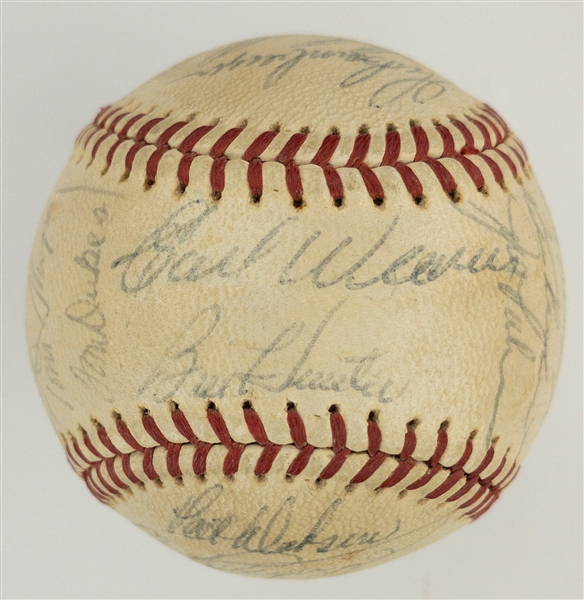 1971 Baltimore Orioles Team Signed Baseball (OAL Cronin) (30 Signatures) Plus Mgr. Earl Weaver Single Signed Baseball (OAL Brown) (BAS)