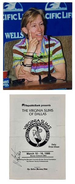 Martina Navratilova Signed 8 x 10 Photo and Signed 1986 Virginia Slims Program (Which She Won!) (BAS)