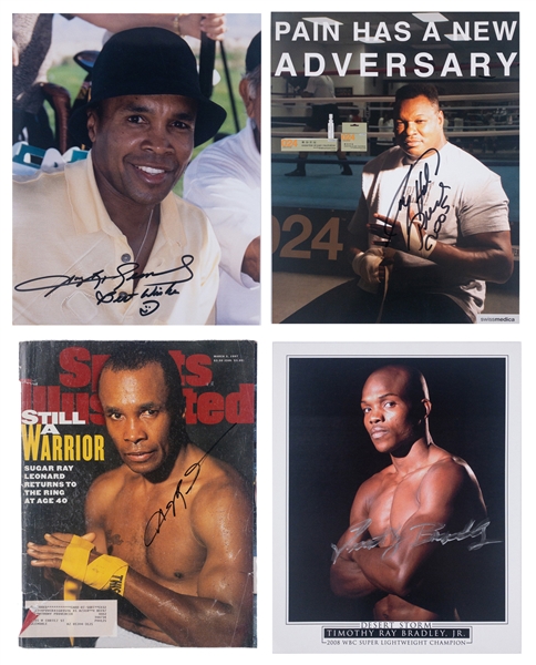 Boxing Champions Signed 8 x 10 Photos (7) With Sugar Ray Leonard, Larry Holmes and Oscar De La Hoya (BAS)