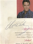 Elvis Presley Signed 1969 Las Vegas International Hotel Concert Menu - Signed Backstage in 1969 (BAS)