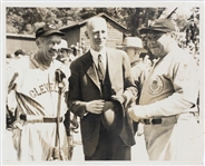 1939 Original News Service Photo of Babe Ruth, Connie Mack and Tris Speaker at the Opening of The Baseball Hall of Fame (PSA/DNA Type IV)