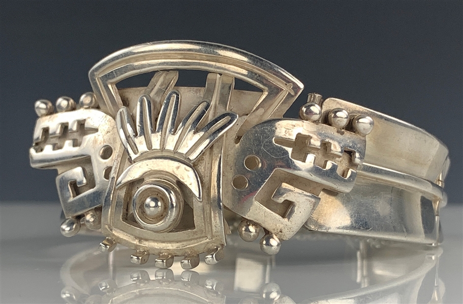 Elvis Presley Owned Ornate “Sundial” Sterling Silver Bracelet by Noted Jewelry Designer Alfredo Villasana Given to His Cousin Patsy Presley