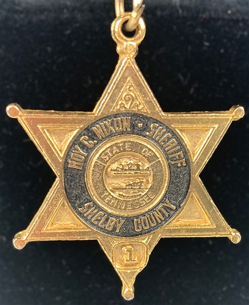 Elvis Presley Owned Shelby County Sherif Badge Keychain Given to Him by Sheriff Roy C. Nixon - Given to His Cousin Patsy Presley