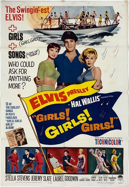 1962 <em>Girls! Girls! Girls!</em> One Sheet Movie Poster – Starring Elvis Presley