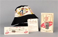 1956 “Elvis Presley Enterprises” Hat with Pictorial Tag, “Dog Tag”on Card and “Dog Tag Anklet” on Card (3 Items)
