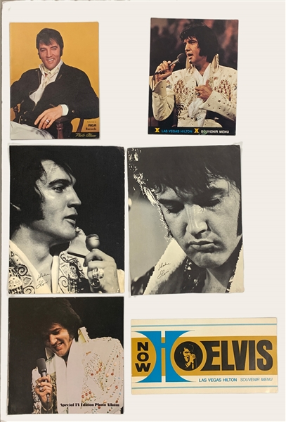 Elvis Presley 1970s Las Vegas International/Hilton Hotel Souvenir Menus, Photo Album, Photos and Posters (10 Pieces)