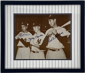 Joe DiMaggio, Mickey Mantle and Ted Williams Signed 11 x 14 inch Photo with PSA/DNA “10” Mantle Signature!