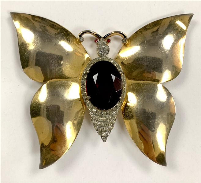 Rita Hayworth Large Gold Butterfly Broach from Her Personal Wardrobe
