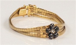 Ella Fitzgerald 18K Gold Bracelet with Diamond and Five Black Star Sapphires from Her Personal Wardrobe