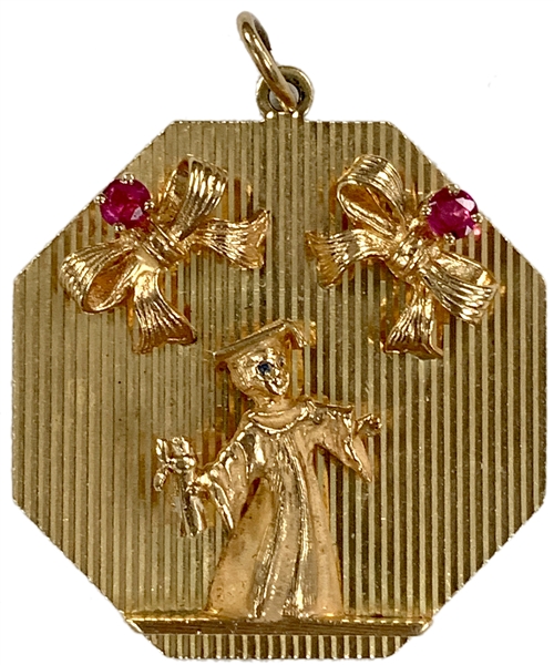 Annette Funicello Large One-of-a-Kind 14K Gold High School Graduation Charm – A Gift From Her Mother - From Her 2015 Estate Charity Sale