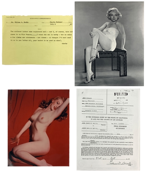 Memo from Marilyn Monroes Secretary Cherie Redmond to Her Lawyer Milton Rudin Concerning a Threatening Letter - Plus Other Marilyn Ephemera 