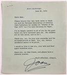 Joan Crawford Signed Letter Referencing Her “Mother of the Year” Award (BAS)