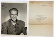 Nelson Eddy Signed 8 x 10 Photo and Signed 1946 Letter Referencing His 1947 Film <em>Northwest Outpost</em> (BAS)