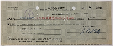 Industrialist J. Paul Getty Signed Check (BAS)