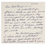 Karl Malden Handwritten Signed Letter to a 100-Year Old Broadway Performer! (BAS)