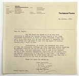 Sir Laurence Olivier Signed Letter as President of Londons “ National Theatre” (BAS)