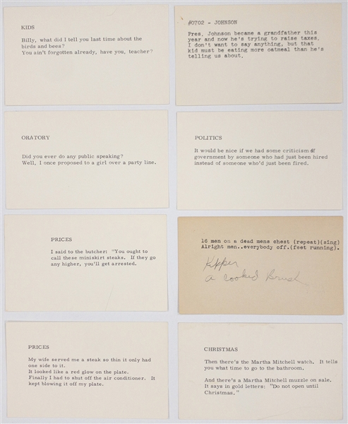 Collection of 20 of Red Skeltons Jokes Typed on His Index Cards – From His Estate