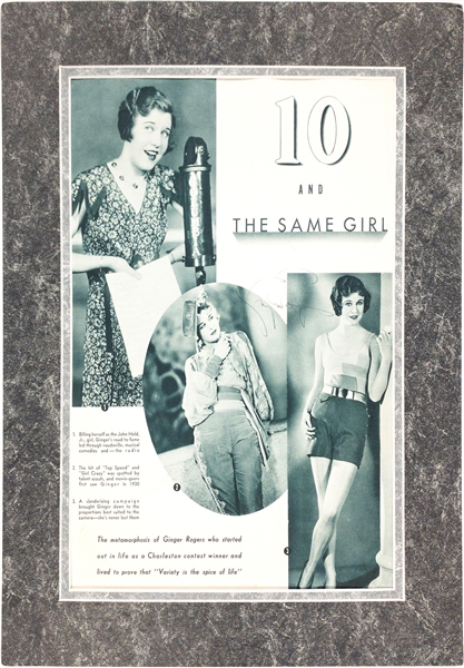 Ginger Rogers Signed Oversized 1930s Magazine Page (BAS)