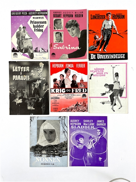 Audrey Hepburn Danish Movie Theatre Program Collection of Eight with <em>Sabrina</em>, <em>Roman Holiday</em> and <em>How to Steal a Million</em>