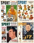 1950s <em>SPORT</em> Magazine Collection of 32 with Great Covers: Jackie Robinson, Sugar Ray Robinson, Bob Cousy, Roy Campanella and Others 