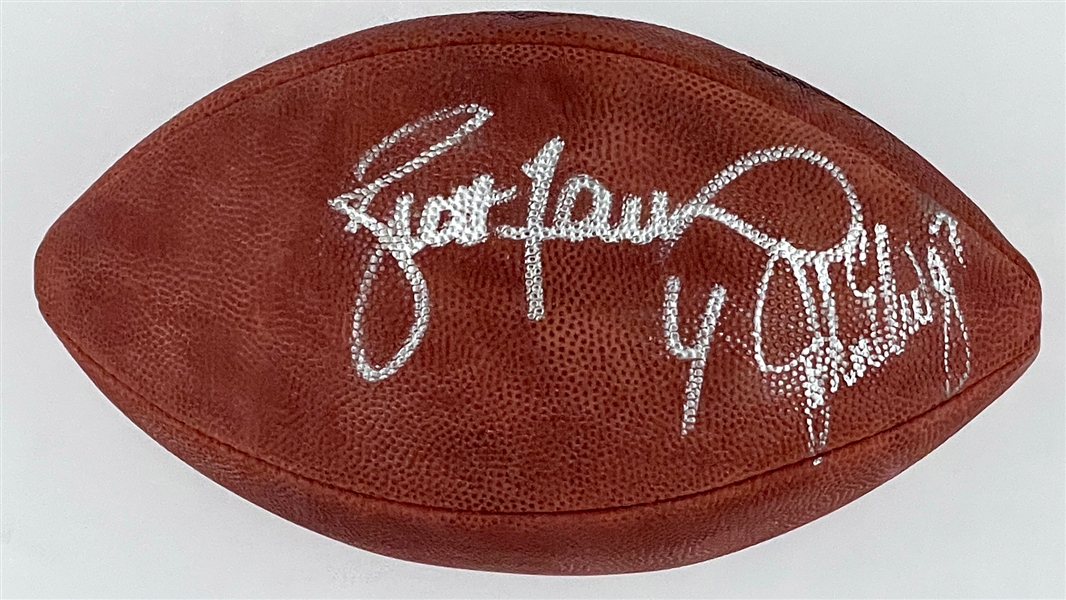 John Elway and Brett Favre Signed “Super Bowl XXXII” Football