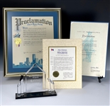 Dick Clark Personally Owned Awards (4) – Philadelphia, Cleveland and Miami, Florida “Dick Clark Day” Proclamations and “TVs Music Provider of the 20th Century”