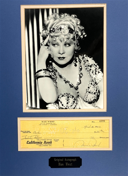 Mae West Signed Personal Check (BAS)