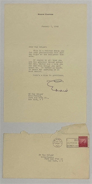 Eddie Cantor 1942 Letter to Ray Bolger Complimenting His Dancing Ability! (BAS)