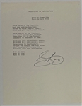 Sammy Cahn Signed Lyrics for His Song “Three Coins in a Fountain” (BAS)