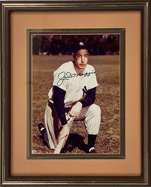 Joe DiMaggio Kneeling Signed 8 x 10 Photo in Framed Display (BAS LOA)