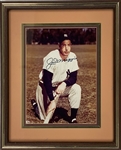 Joe DiMaggio Kneeling Signed 8 x 10 Photo in Framed Display (BAS LOA)
