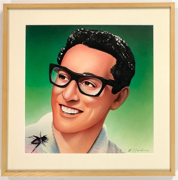 “Buddy Holly” Original Commissioned Portrait Painting by Dave Willardson (Guache on Board)