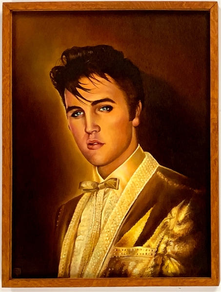 “Elvis Presley” Original Commissioned Portrait Oil Painting by George Underwood (Oil on Masonite)