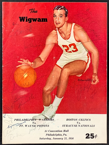 January 1, 1956 NBA Double Header Program with 20 Signatures Incl. Bob Cousy - 8 Hall of Famers (BAS)
