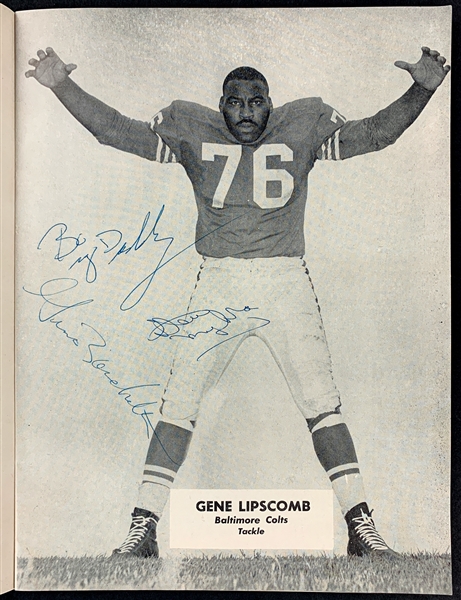 Incredibly Rare Gene "Big Daddy" Lipscomb Signature on 1957 Baltimore Colts vs. Chicago Bears Program with 25 Signatures (BAS)