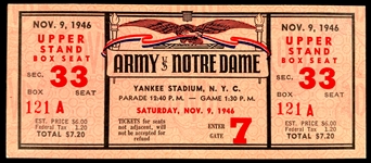 1946 Army vs. Notre Dame FULL Ticket - 