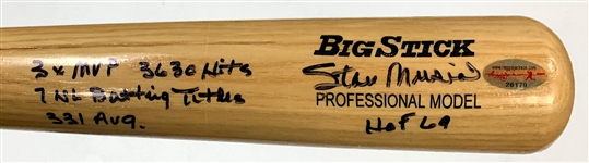 Stan Musial Signed and Inscribed Baseball Bat "3x MVP, 3630 Hits, 7 NL Batting Titles, .331 Avg. HOF 69" – ReggieJackson.com LOA (BAS)